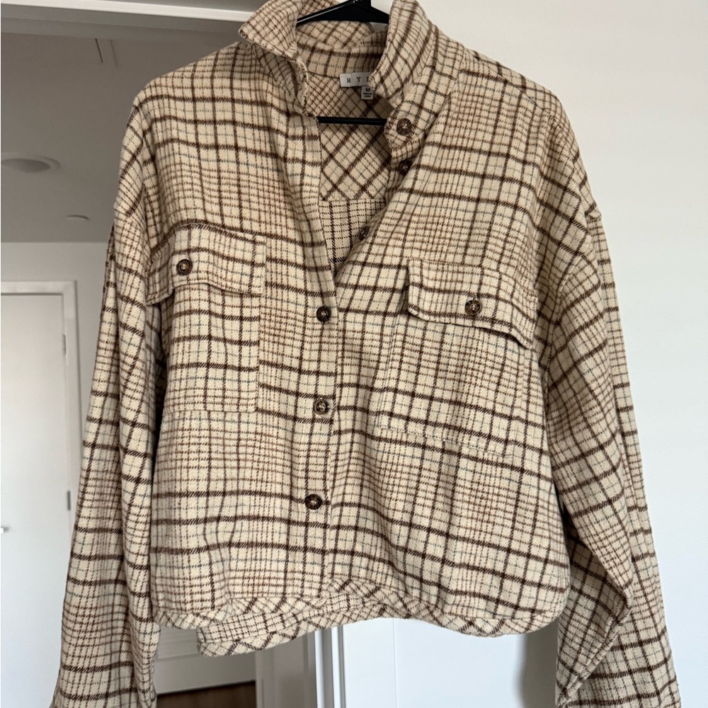 HYFVE Cream and Brown Plaid Shirt